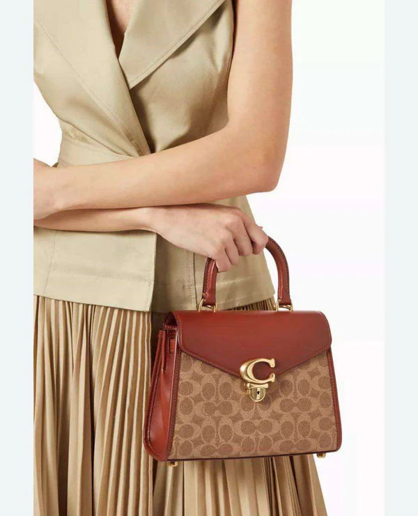 Coach Sammy Top Handle Bag Brown Leather Satchel Bag